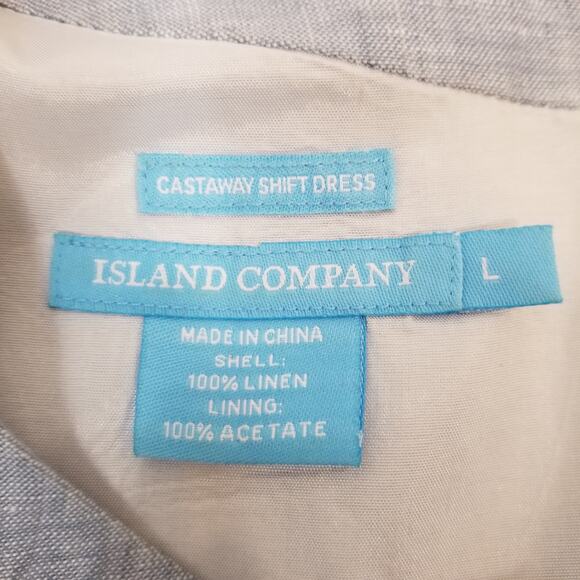 Island Company Castaway Shift Dress 100% Linen Blue Size Large - Picture 4 of 8